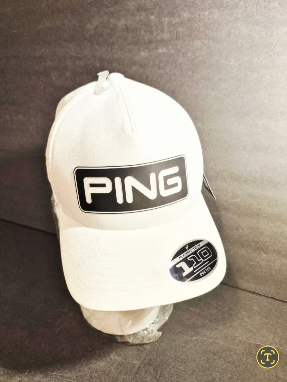 Ping Vented Delta Tour White Black Letters  Snapback Golf Hat Cap Please Read